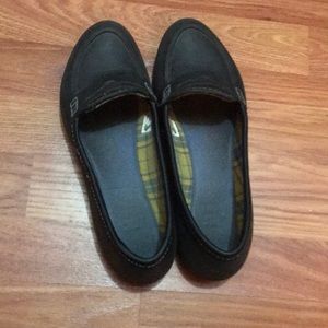 Black Rubber Penny Loafers with Fabric Lining